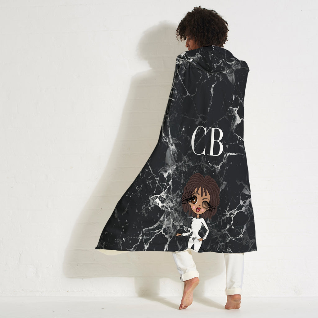 ClaireaBella Lux Collection Black Marble Hooded Blanket - Image 1