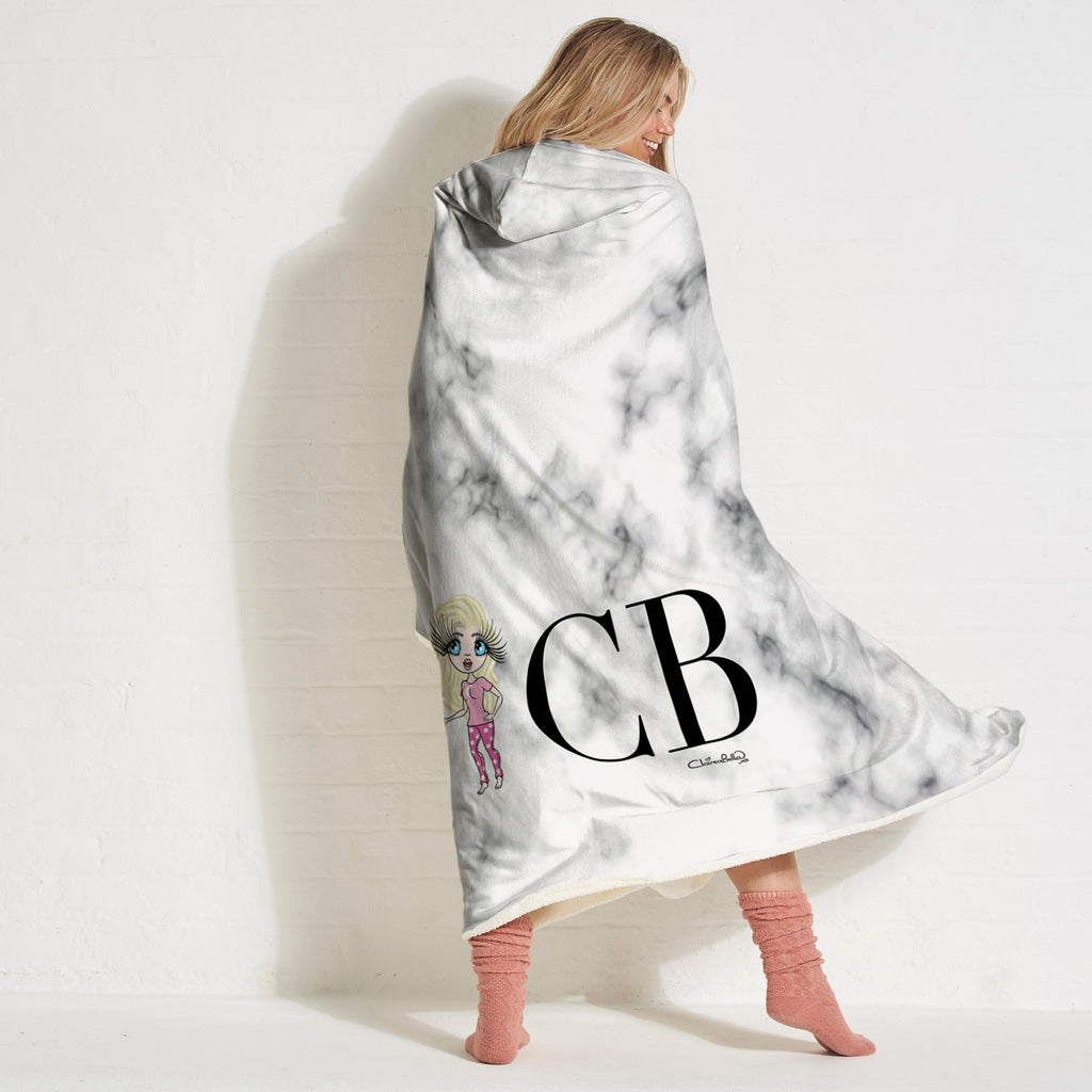 ClaireaBella Lux Collection White Marble Hooded Blanket - Image 2