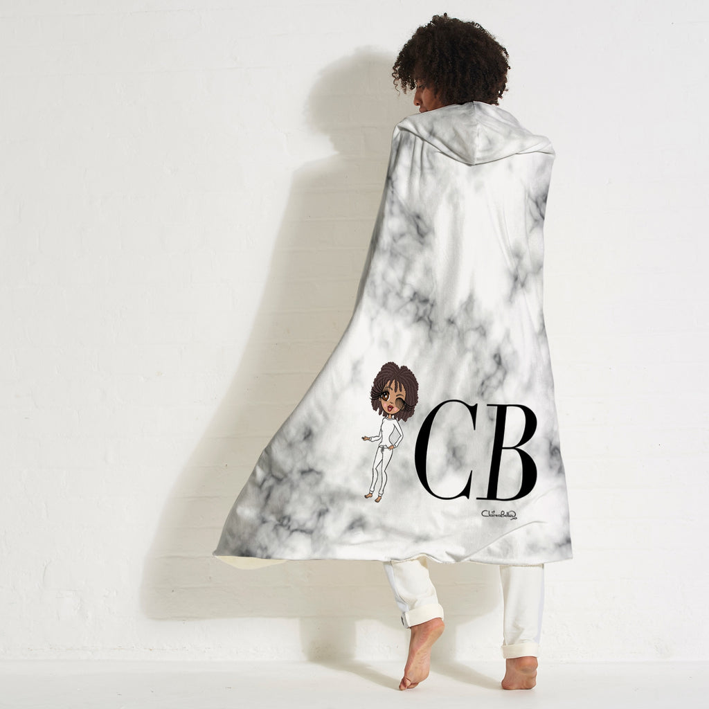 ClaireaBella Lux Collection White Marble Hooded Blanket - Image 1