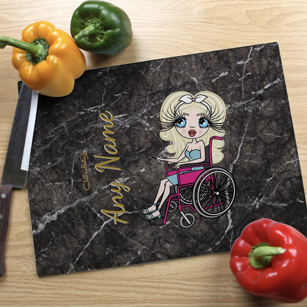 ClaireaBella Wheelchair Glass Chopping Board - Marble Effect - Image 4