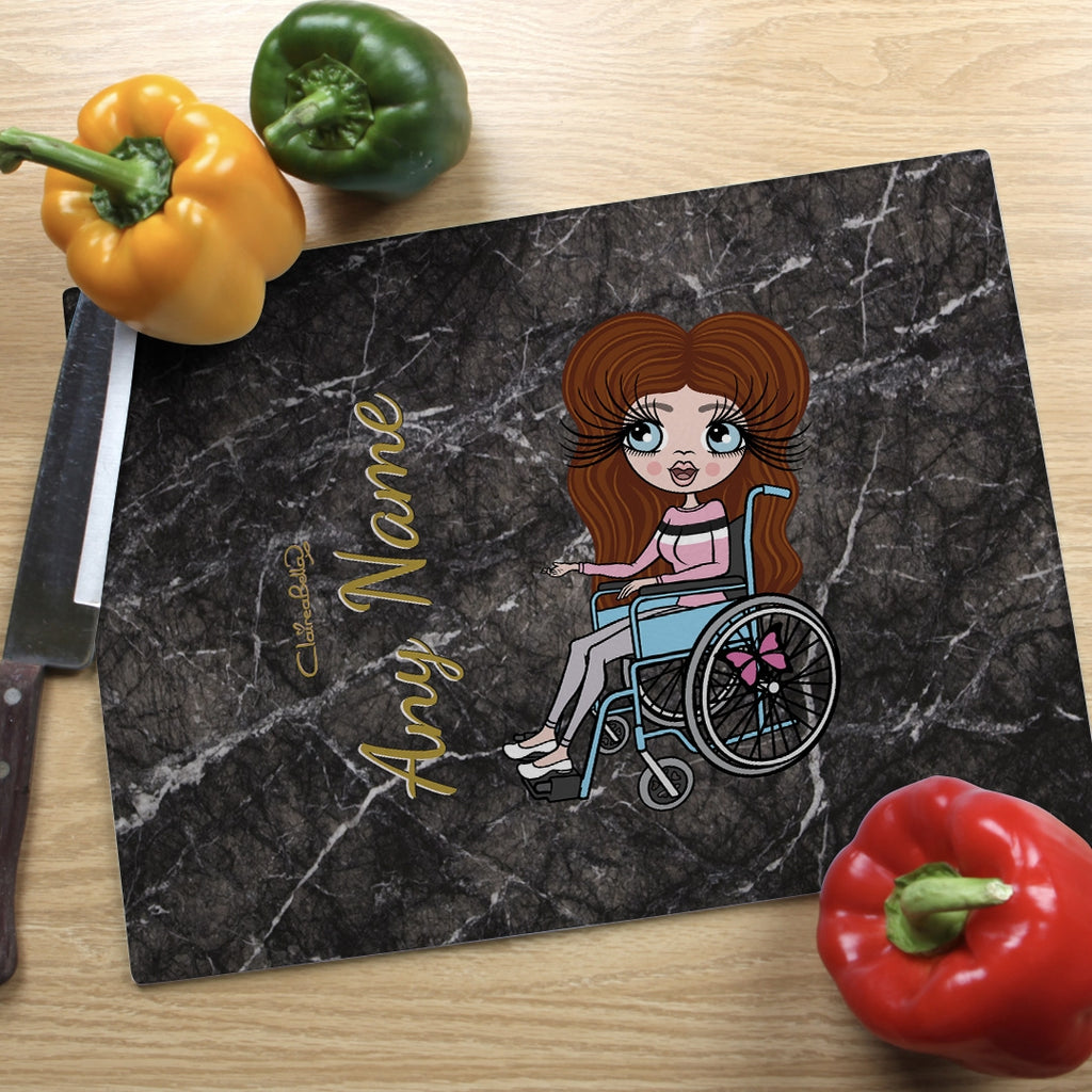 ClaireaBella Wheelchair Glass Chopping Board - Marble Effect - Image 1