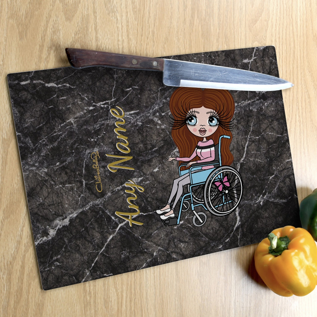 ClaireaBella Wheelchair Glass Chopping Board - Marble Effect - Image 2