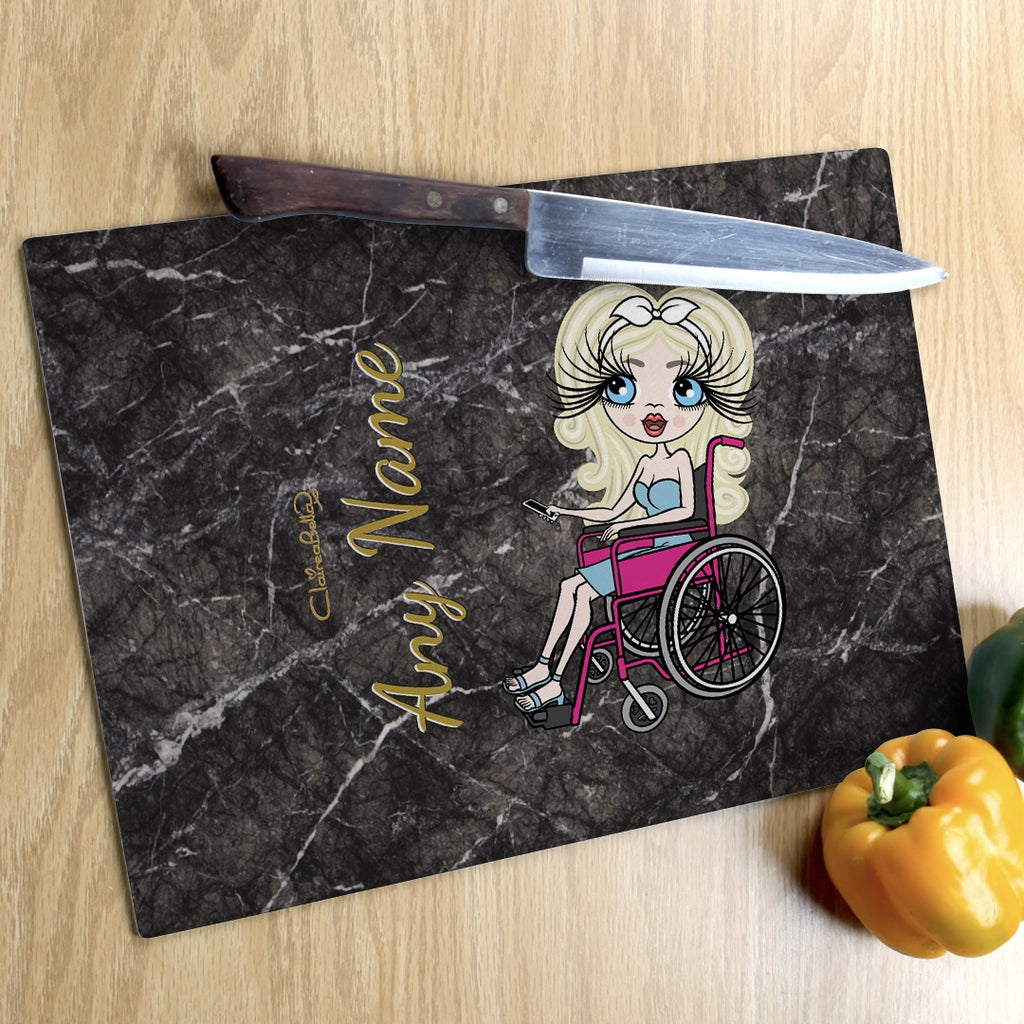 ClaireaBella Wheelchair Glass Chopping Board - Marble Effect - Image 3