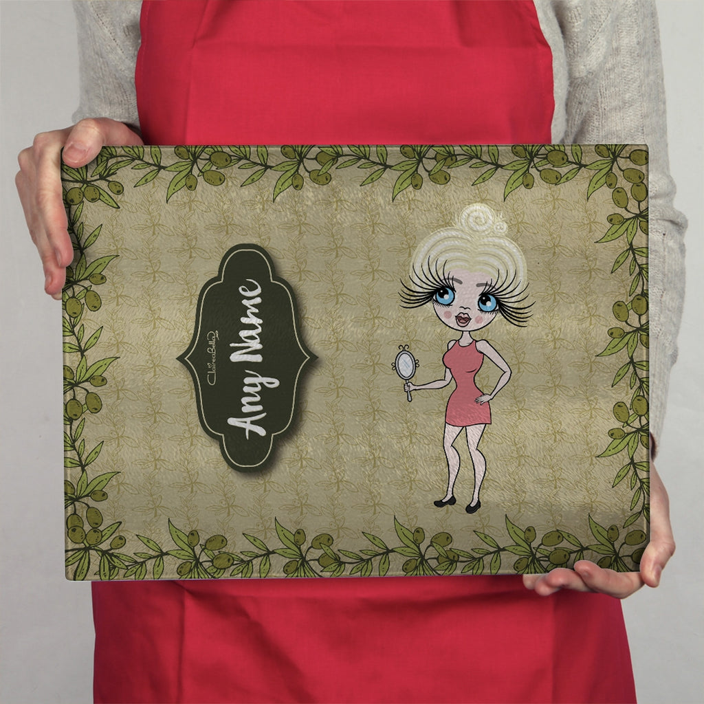 ClaireaBella Landscape Glass Chopping Board - Olives - Image 4