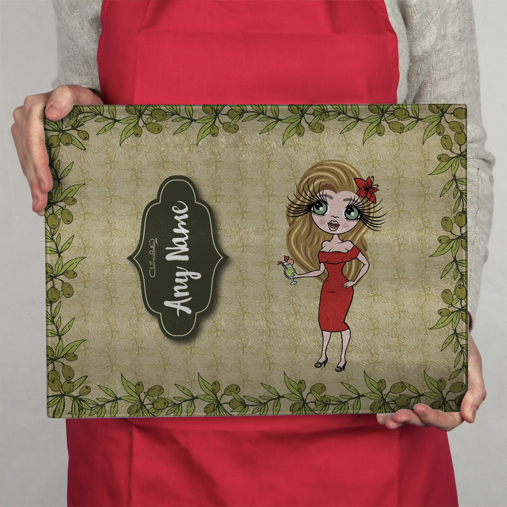 ClaireaBella Landscape Glass Chopping Board - Olives - Image 5