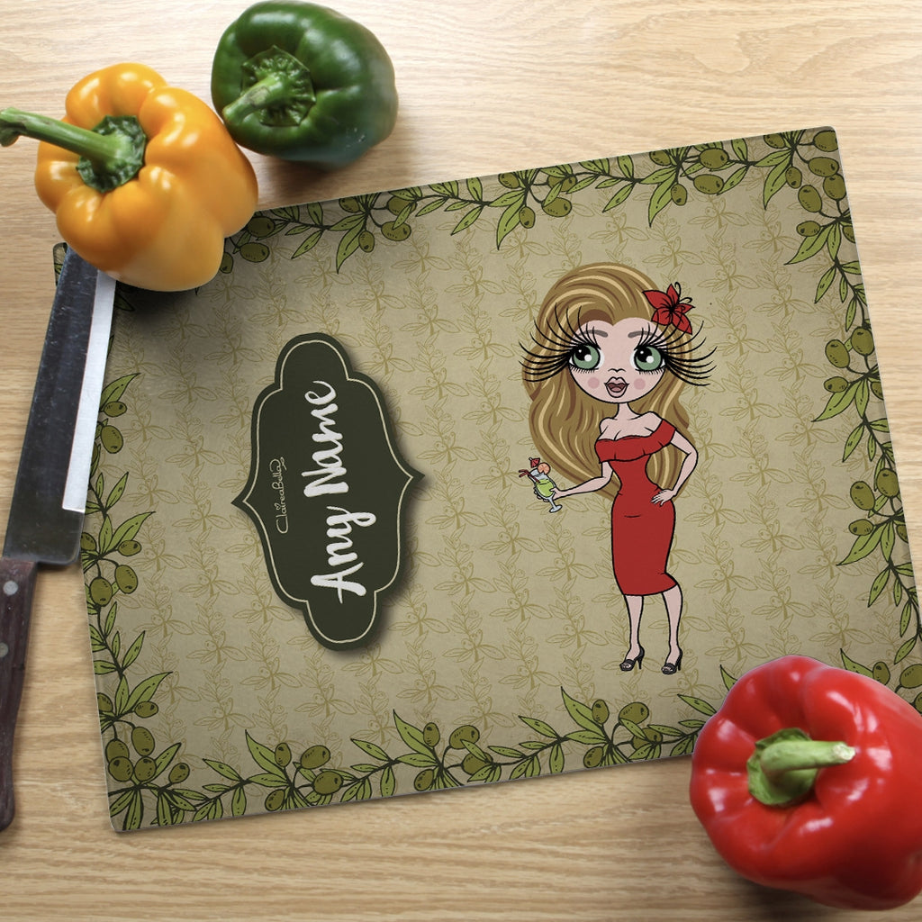 ClaireaBella Landscape Glass Chopping Board - Olives - Image 1