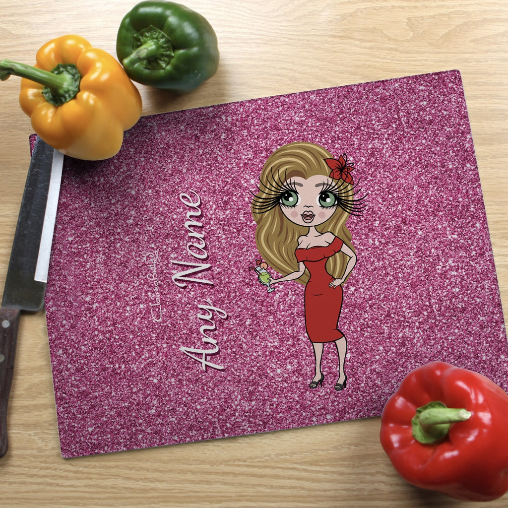 ClaireaBella Landscape Glass Chopping Board - Pink Glitter Effect - Image 6