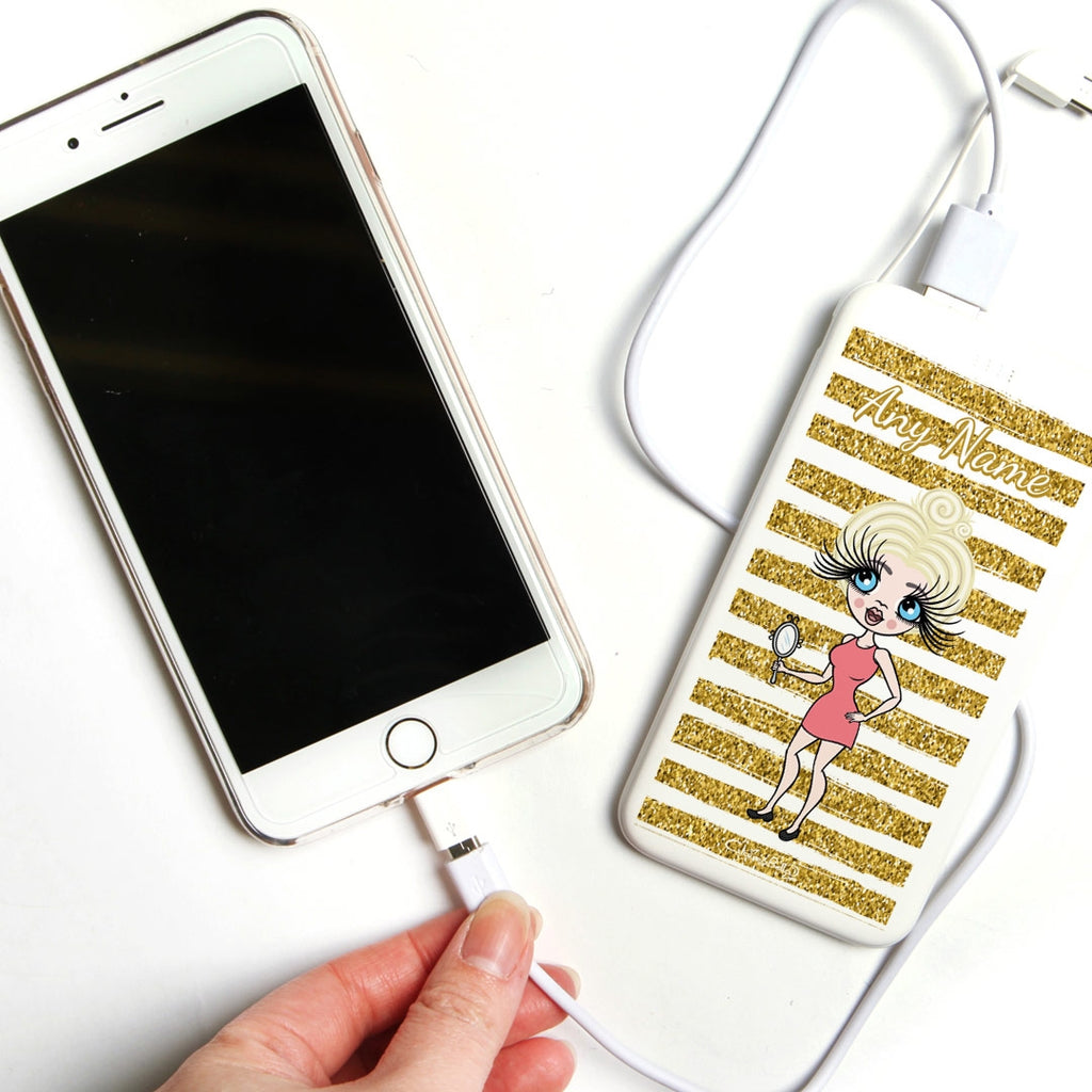 ClaireaBella Glitter Stripes Portable Power Bank - Image 4