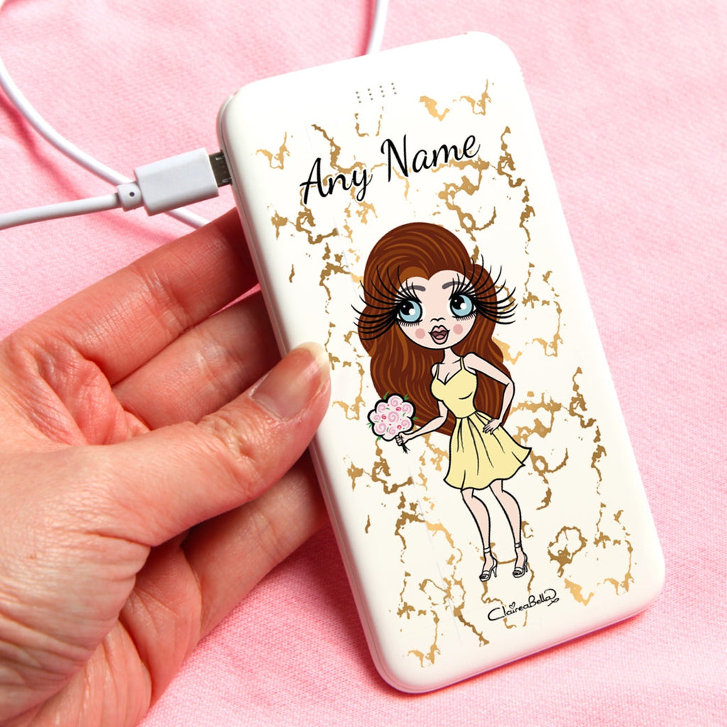 ClaireaBella Gold Marble Portable Power Bank - Image 1