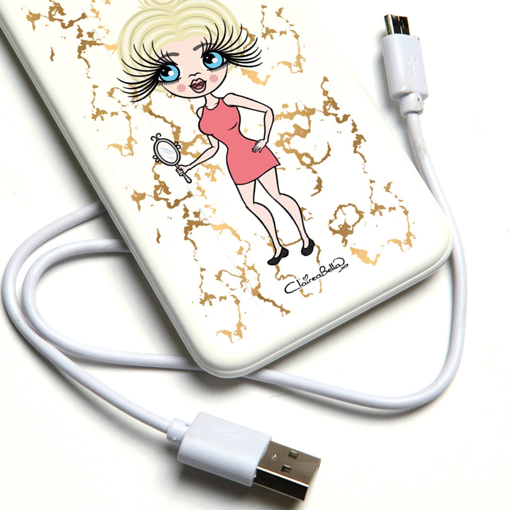 ClaireaBella Gold Marble Portable Power Bank - Image 3