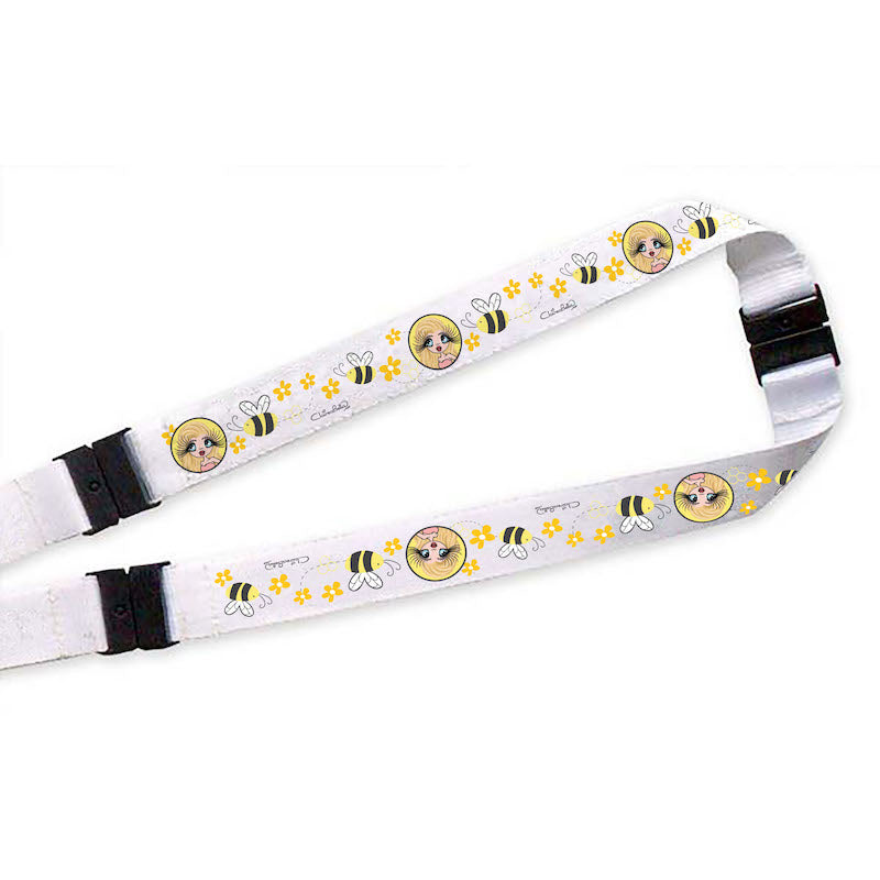 Claireabella Personalised Bee Pattern Lanyard With Safety Release