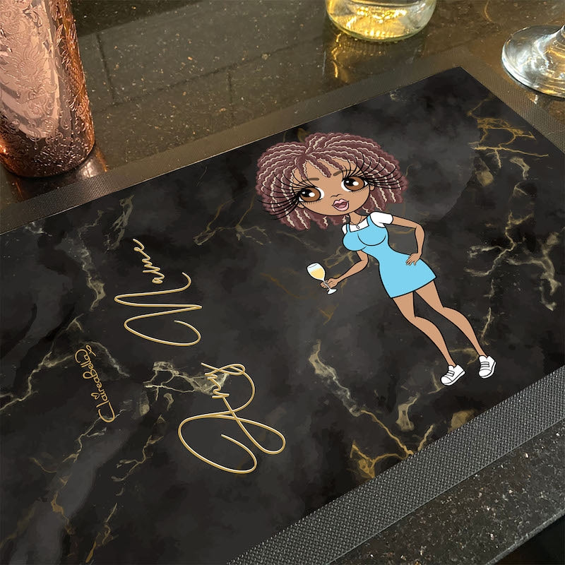 ClaireaBella Personalised Black And Gold Marble Rubber Bar Runner - Image 1