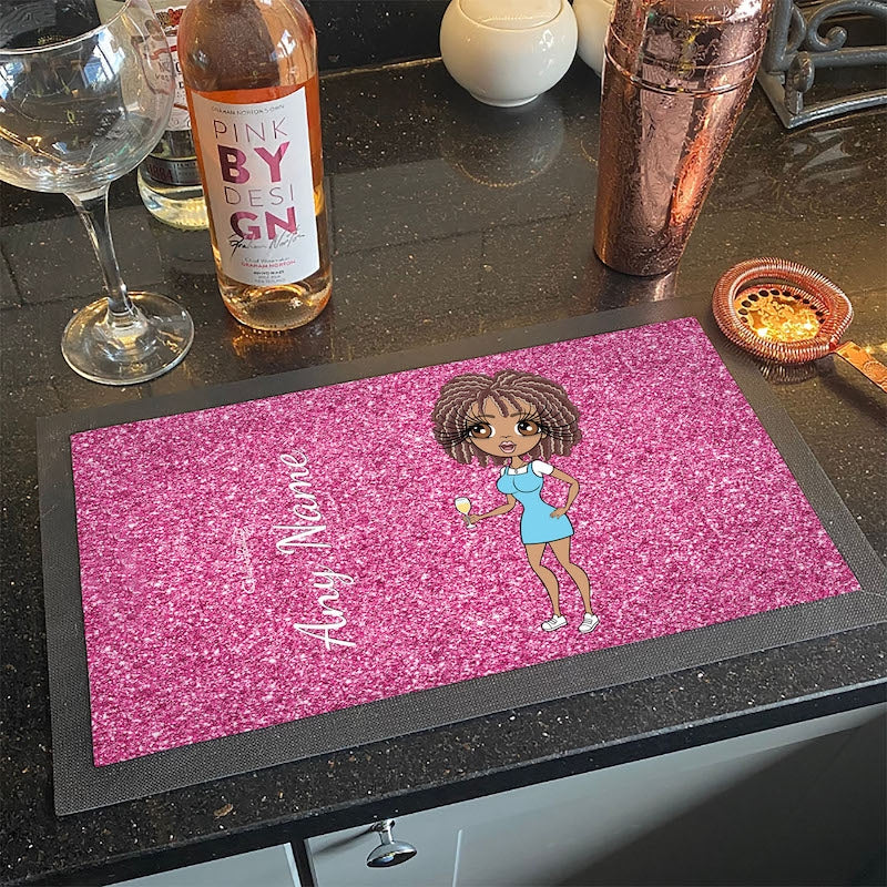 ClaireaBella Personalised Pink Glitter Rubber Bar Runner - Image 1