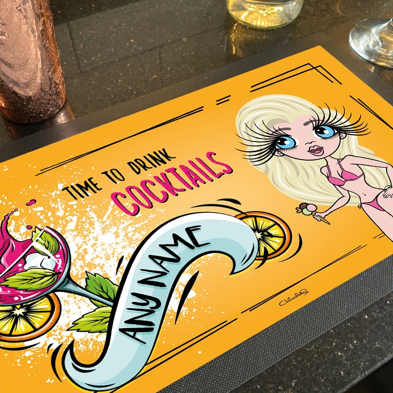 ClaireaBella Personalized Time For Cocktails Birthday Rubber Bar Runner - Image 2