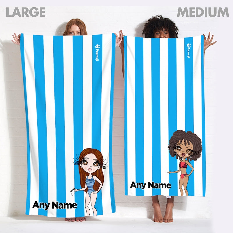 ClaireaBella Personalised Blue Stripe Beach Towel - Image 3