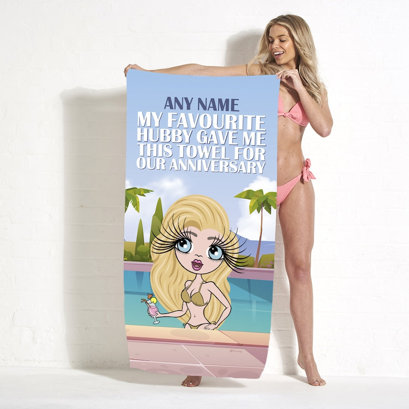 ClaireaBella Favourite Hubby Anniversary Beach Towel - Image 3