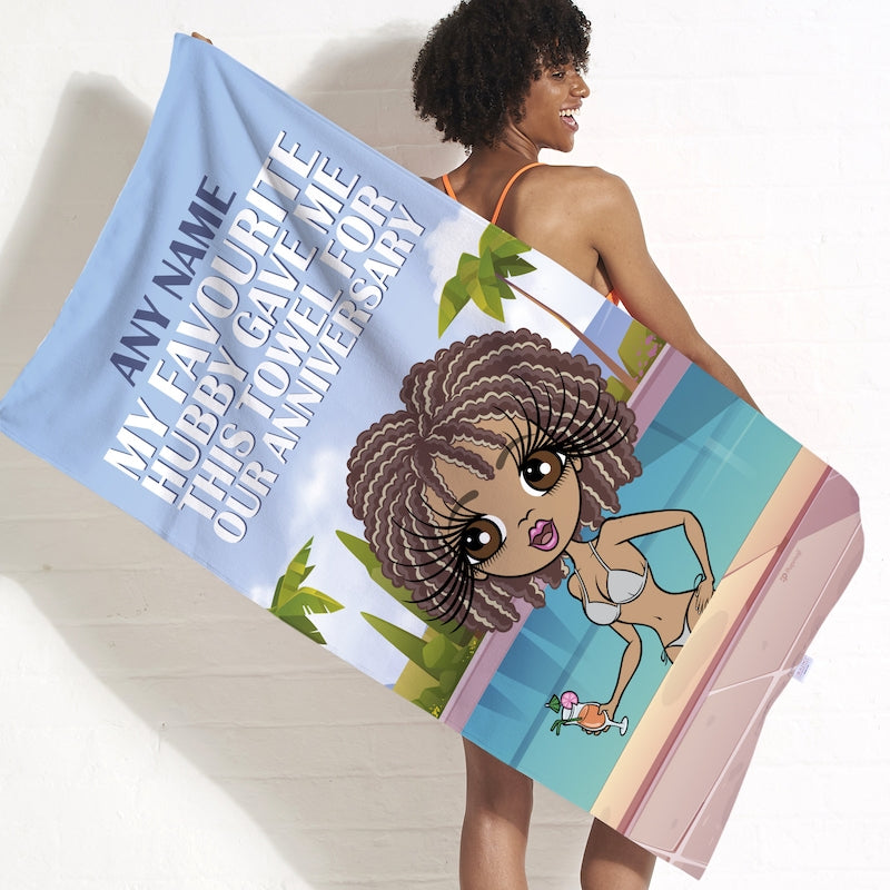 ClaireaBella Favourite Hubby Anniversary Beach Towel - Image 1
