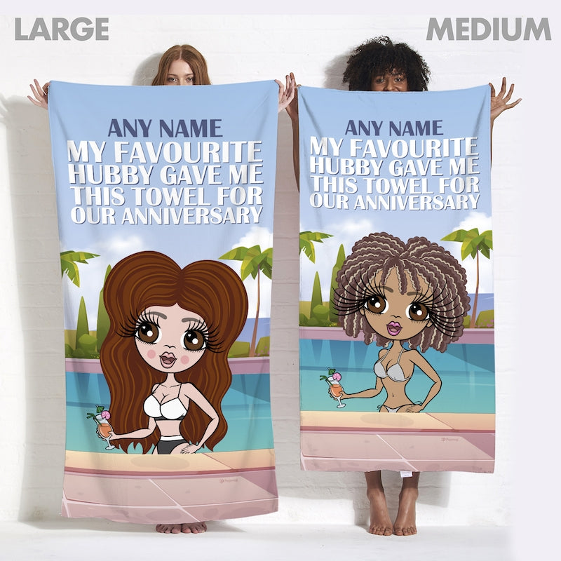 ClaireaBella Favourite Hubby Anniversary Beach Towel - Image 2