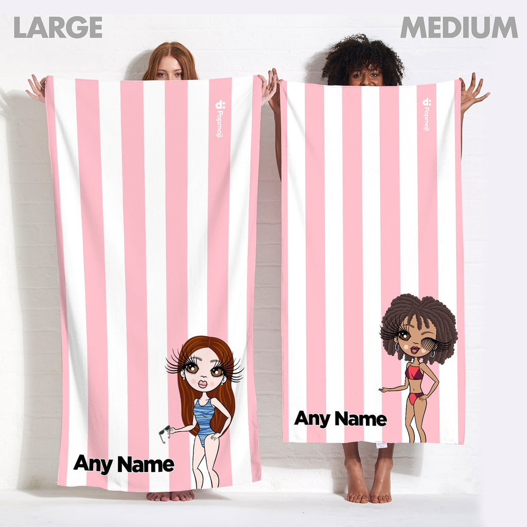 ClaireaBella Personalised Light Pink Stripe Beach Towel - Image 3