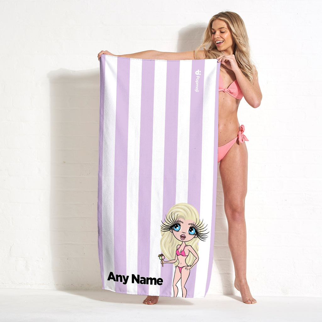 ClaireaBella Personalised Lilac Stripe Beach Towel - Image 4