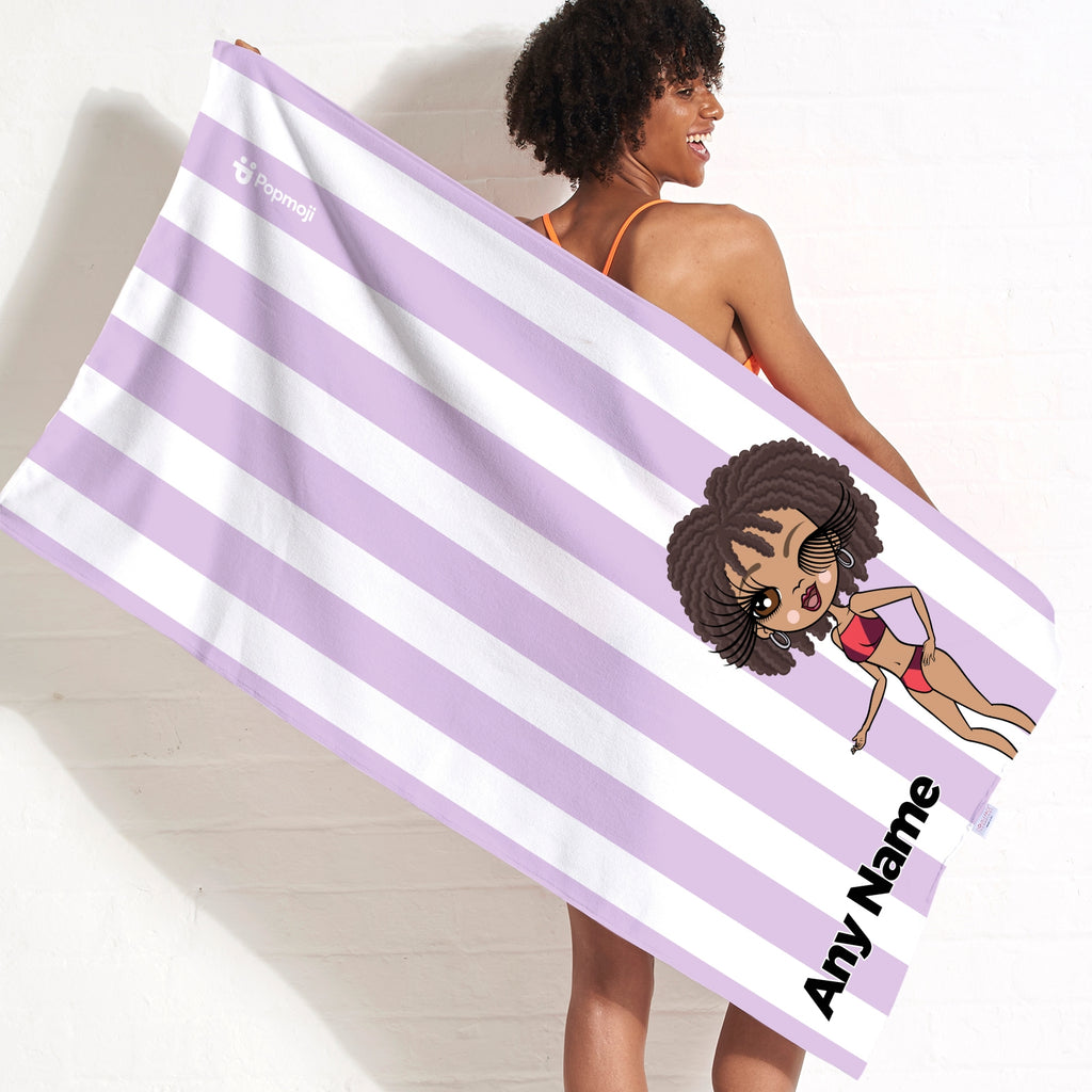 ClaireaBella Personalised Lilac Stripe Beach Towel - Image 5