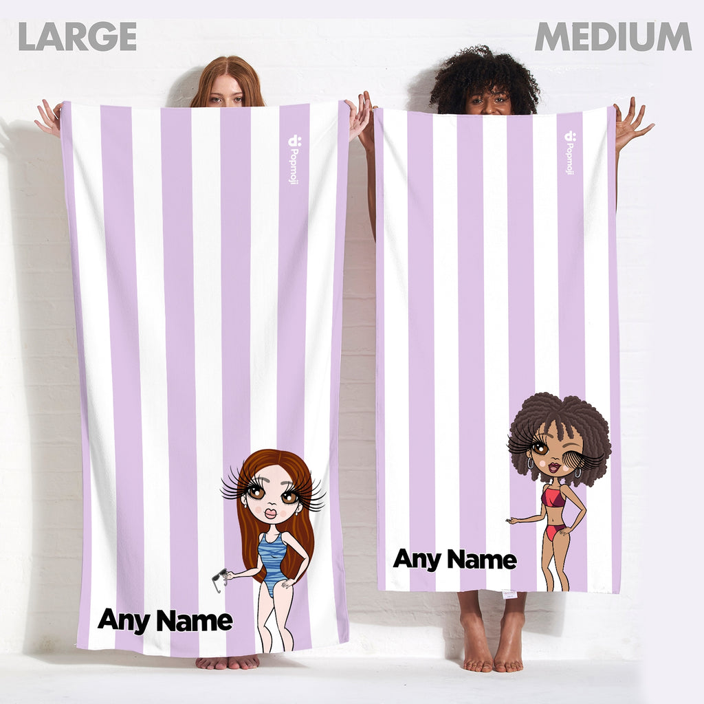 ClaireaBella Personalised Lilac Stripe Beach Towel - Image 3