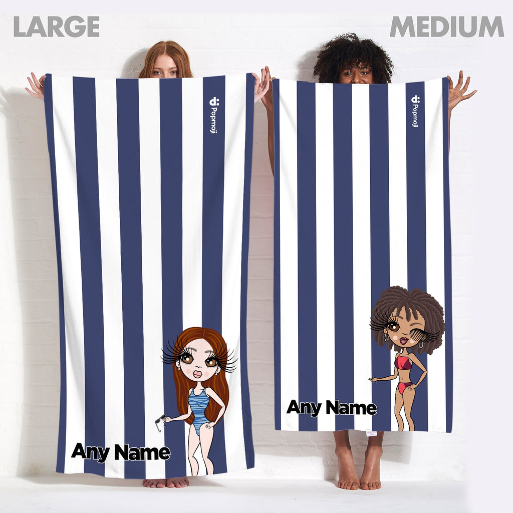 ClaireaBella Personalised Navy Stripe Beach Towel - Image 2