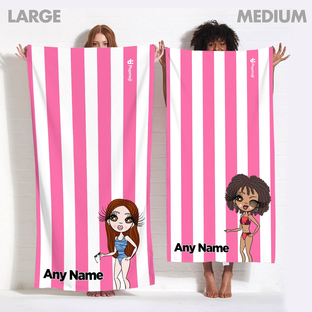 ClaireaBella Personalised Pink Stripe Beach Towel - Image 2