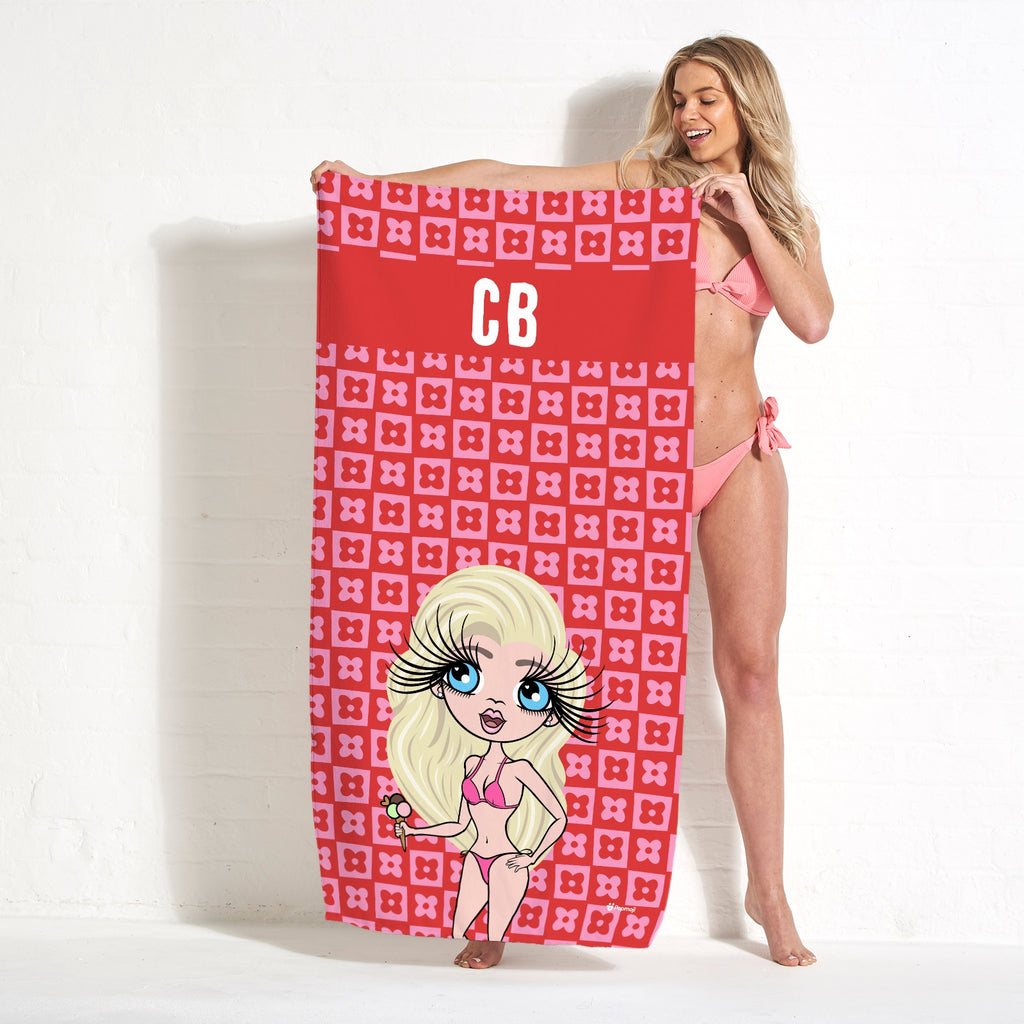 ClaireaBella Personalised Checkered Flower Beach Towel - Image 5
