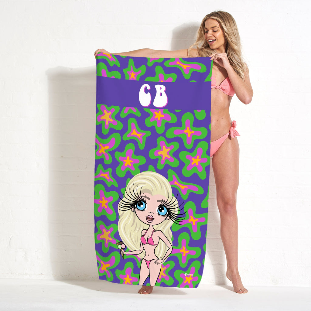 ClaireaBella Personalised Flower Power Beach Towel - Image 3