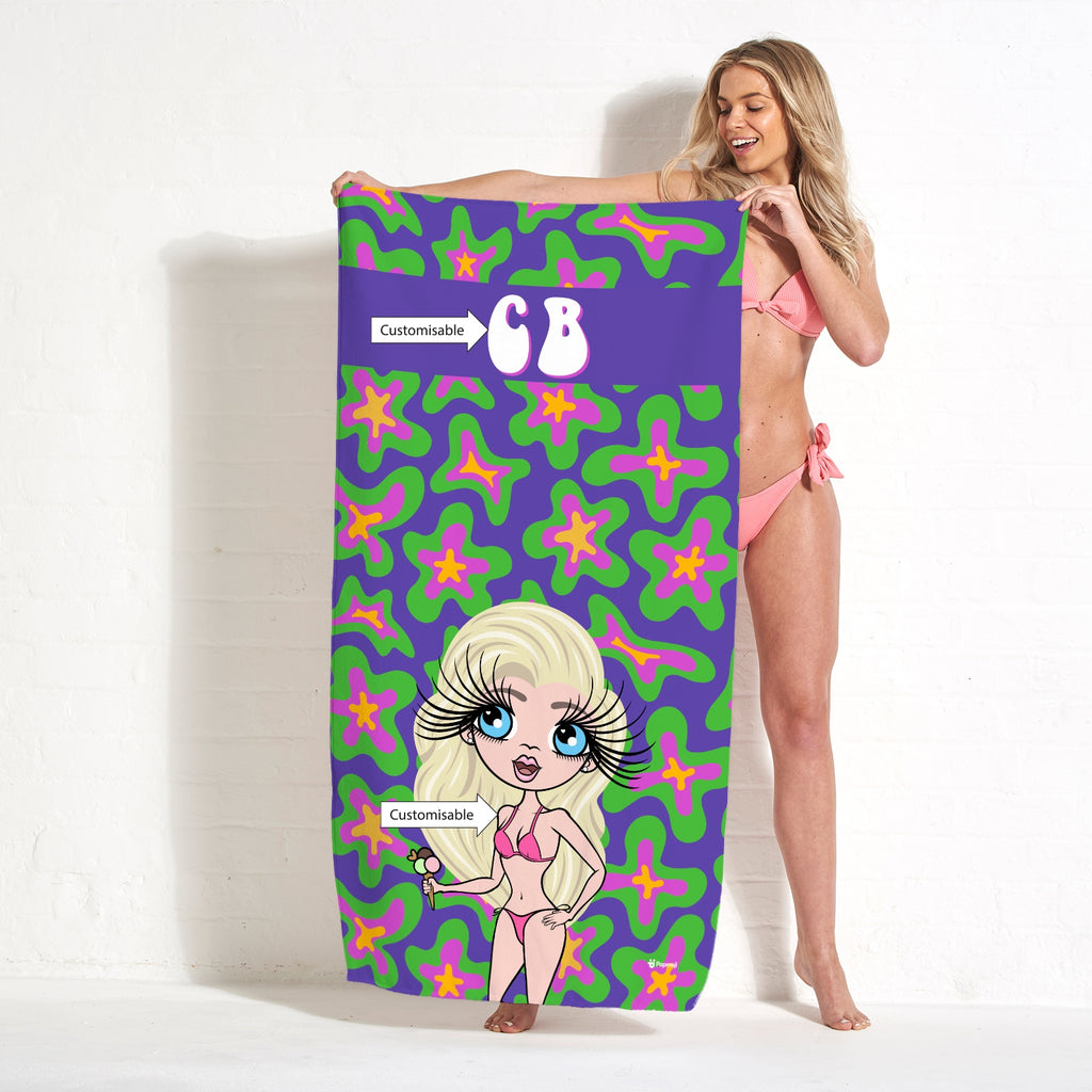 ClaireaBella Personalised Flower Power Beach Towel - Image 4