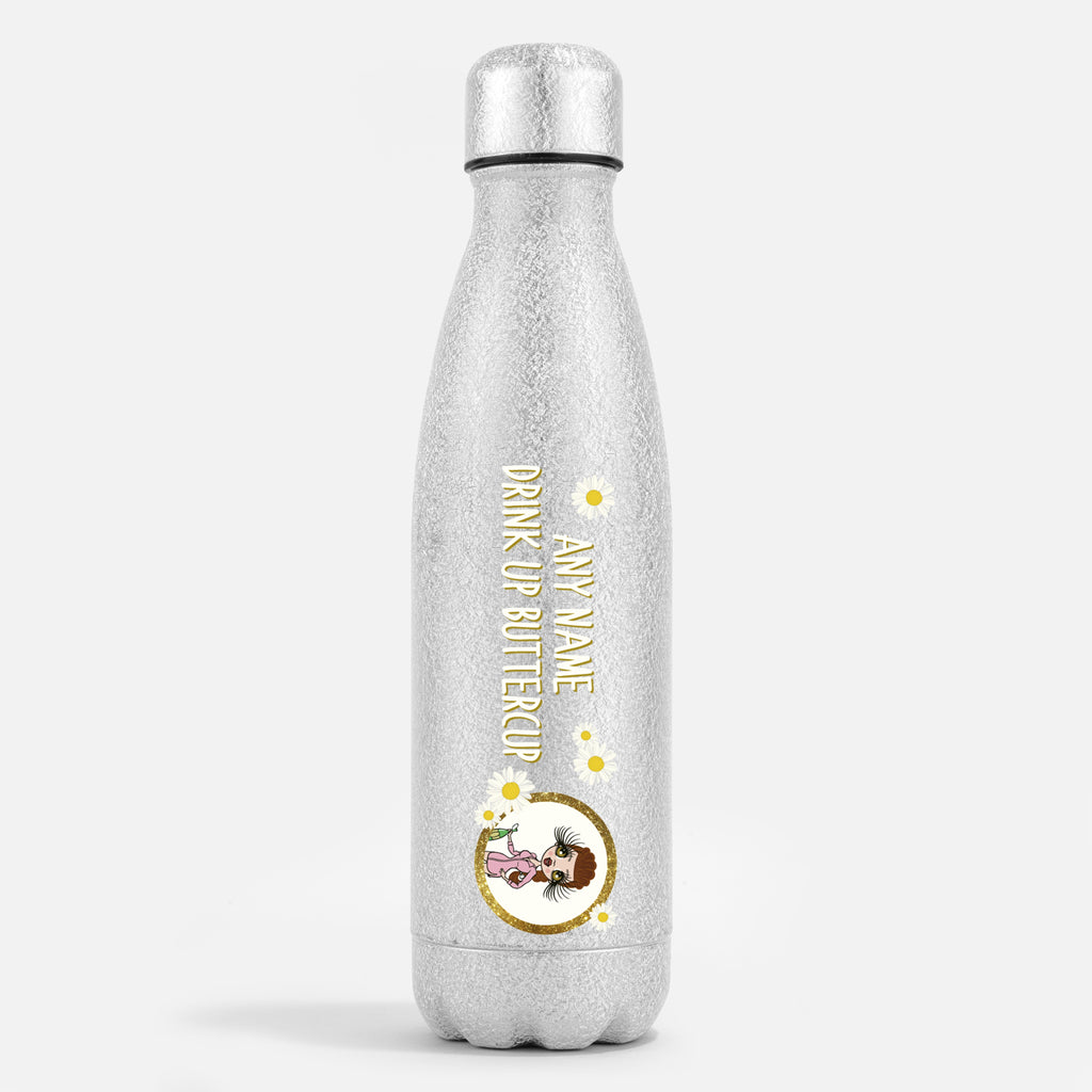 ClaireaBella Silver Glitter Water Bottle Buttercup - Image 1