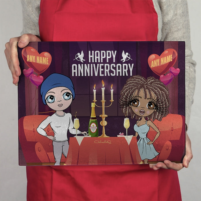 ClaireaBella Glass Chopping Board - Couples Anniversary Date - Image 1