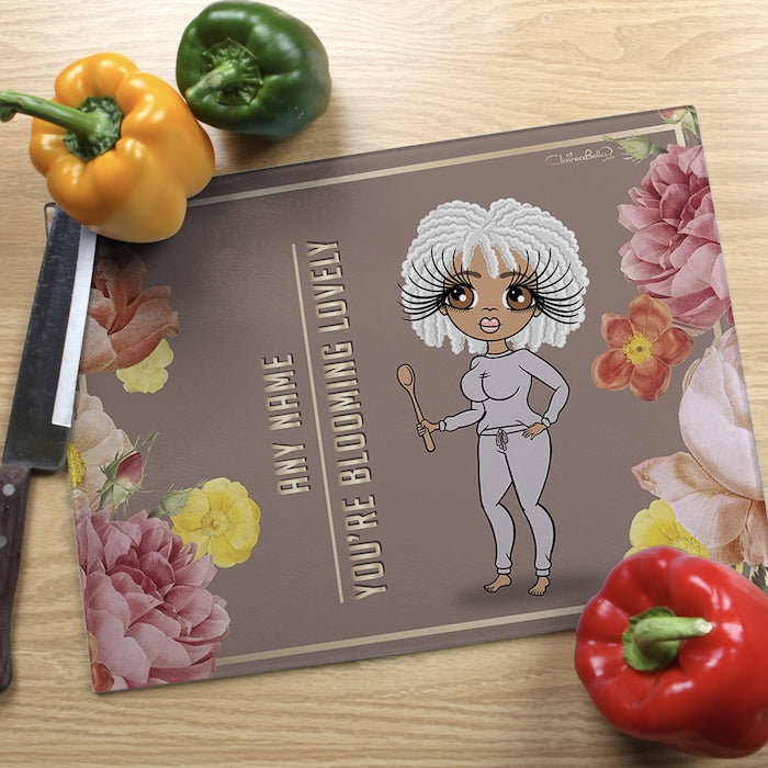 ClaireaBella Glass Chopping Board - Blooming Lovely - Image 1