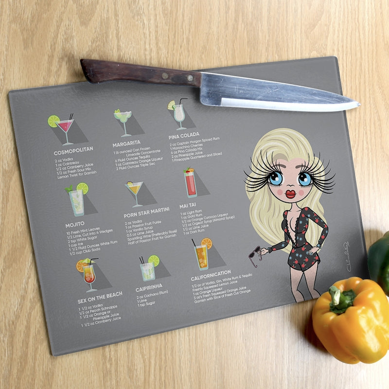ClaireaBella Glass Chopping Board - Cocktail Recipes Grey - Image 4