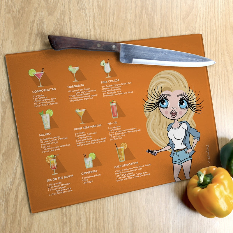 ClaireaBella Glass Chopping Board - Cocktail Recipes Orange - Image 6