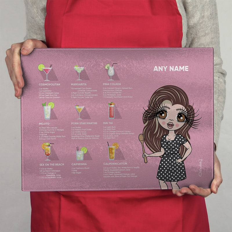 ClaireaBella Glass Chopping Board - Cocktail Recipes Pink - Image 3