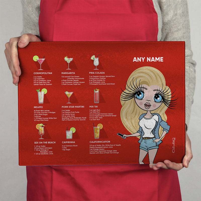 ClaireaBella Glass Chopping Board - Cocktail Recipes Red - Image 4