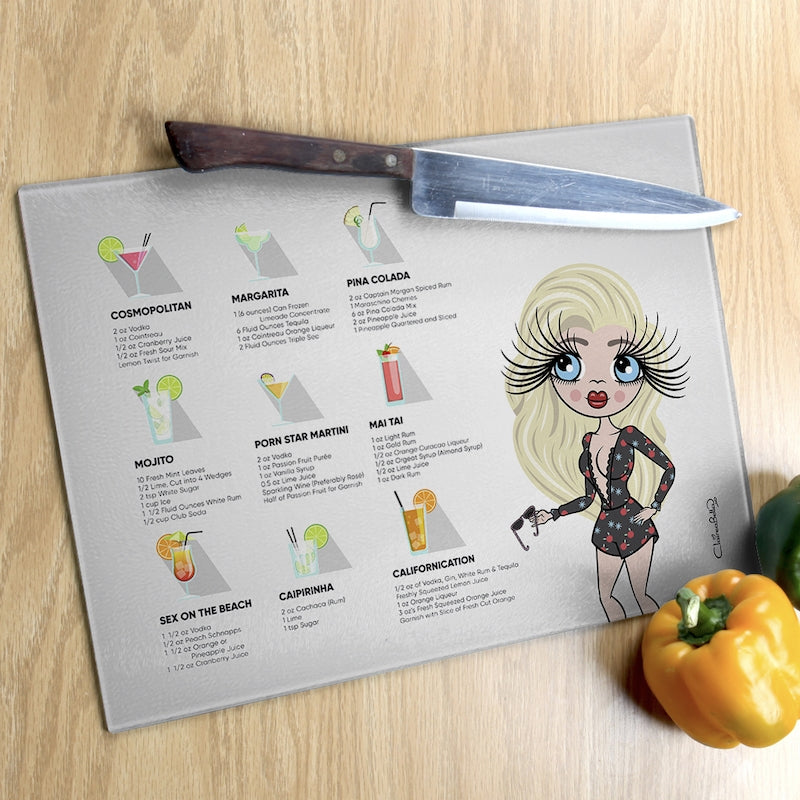 ClaireaBella Glass Chopping Board - Cocktail Recipes White - Image 5