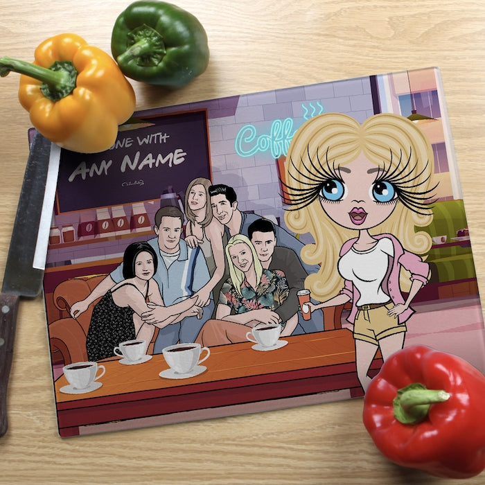 ClaireaBella Glass Chopping Board - Friendly Café - Image 1