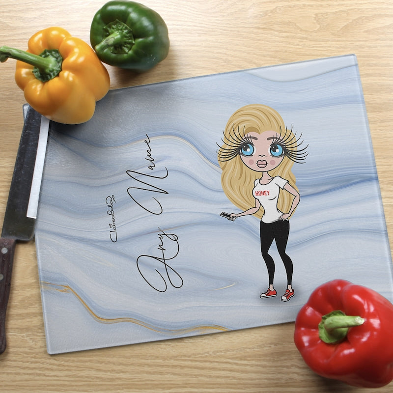 ClaireaBella Glass Chopping Board - Blue Marble - Image 4