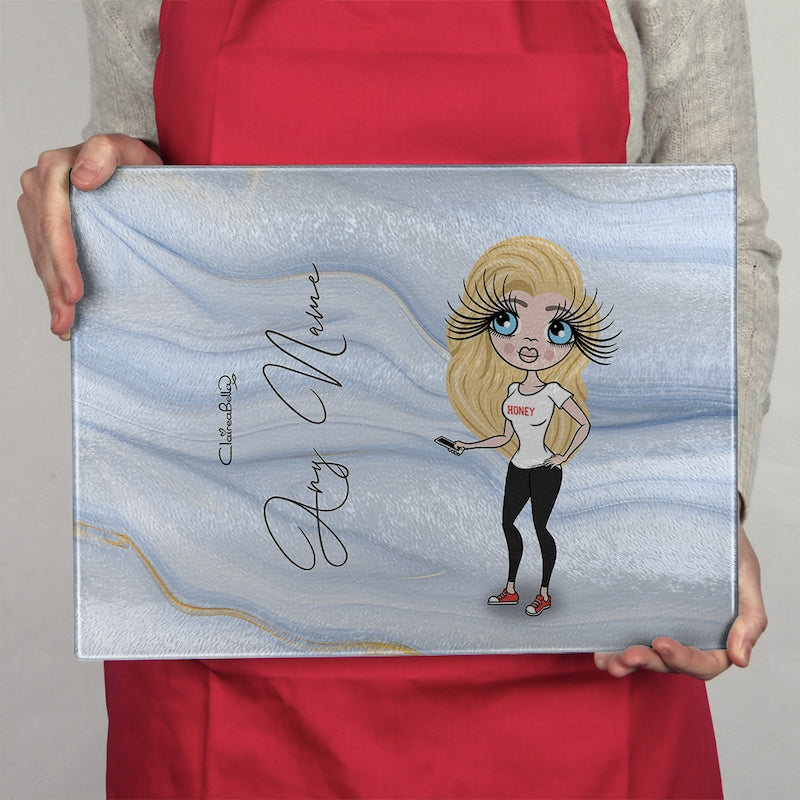 ClaireaBella Glass Chopping Board - Blue Marble - Image 3