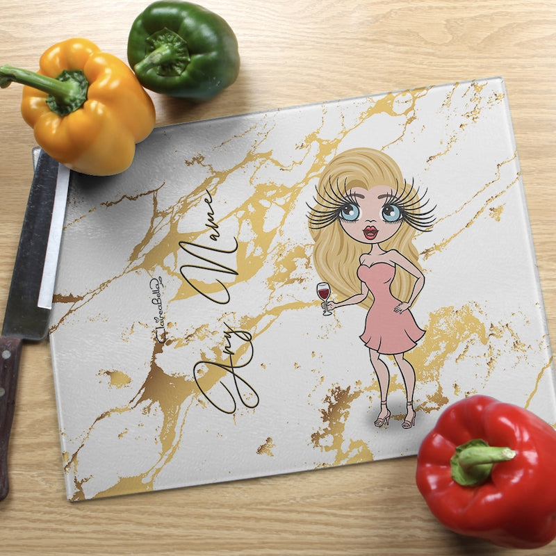 ClaireaBella Glass Chopping Board - Gold Marble - Image 6