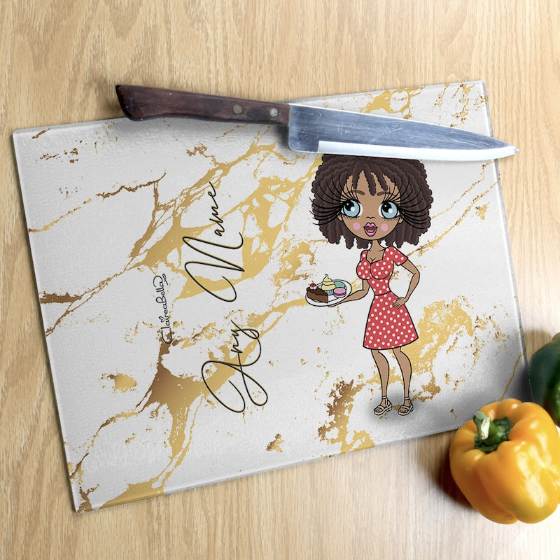 ClaireaBella Glass Chopping Board - Gold Marble - Image 3