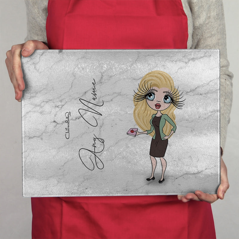 ClaireaBella Glass Chopping Board - Grey Marble - Image 3