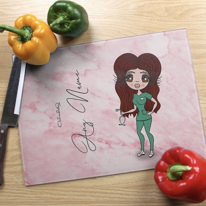 ClaireaBella Glass Chopping Board - Pink Marble - Image 1