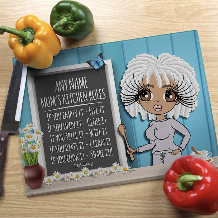 ClaireaBella Glass Chopping Board - Mum's Rules - Image 1