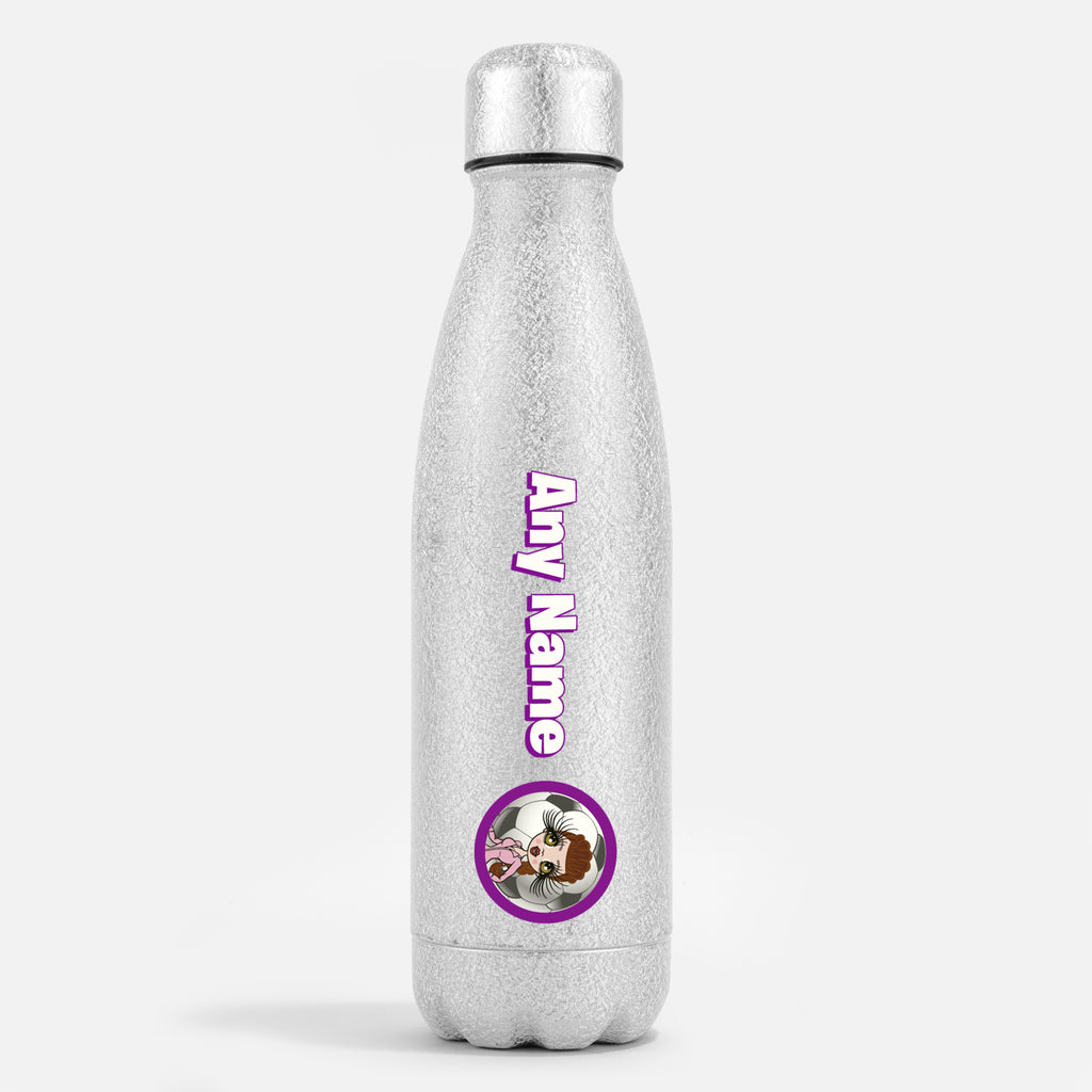 ClaireaBella Silver Glitter Water Bottle Football - Image 1
