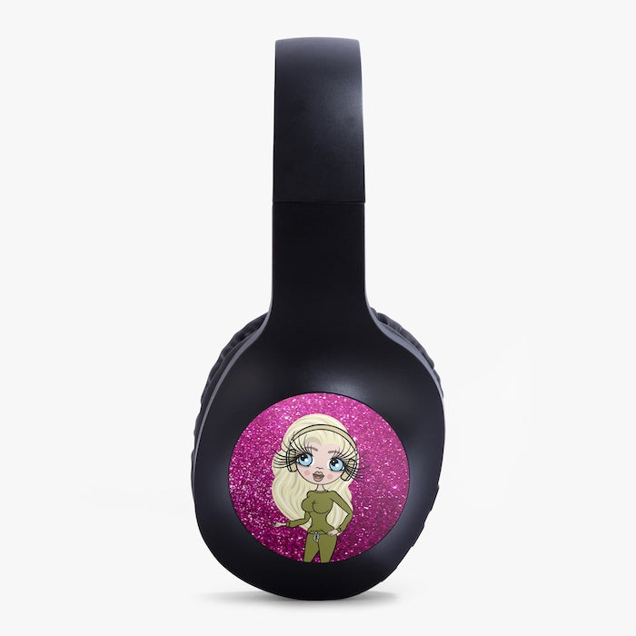 ClaireaBella Pink Glitter Effect Personalised Wireless Headphones - Image 3