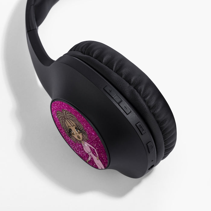 ClaireaBella Pink Glitter Effect Personalised Wireless Headphones - Image 5